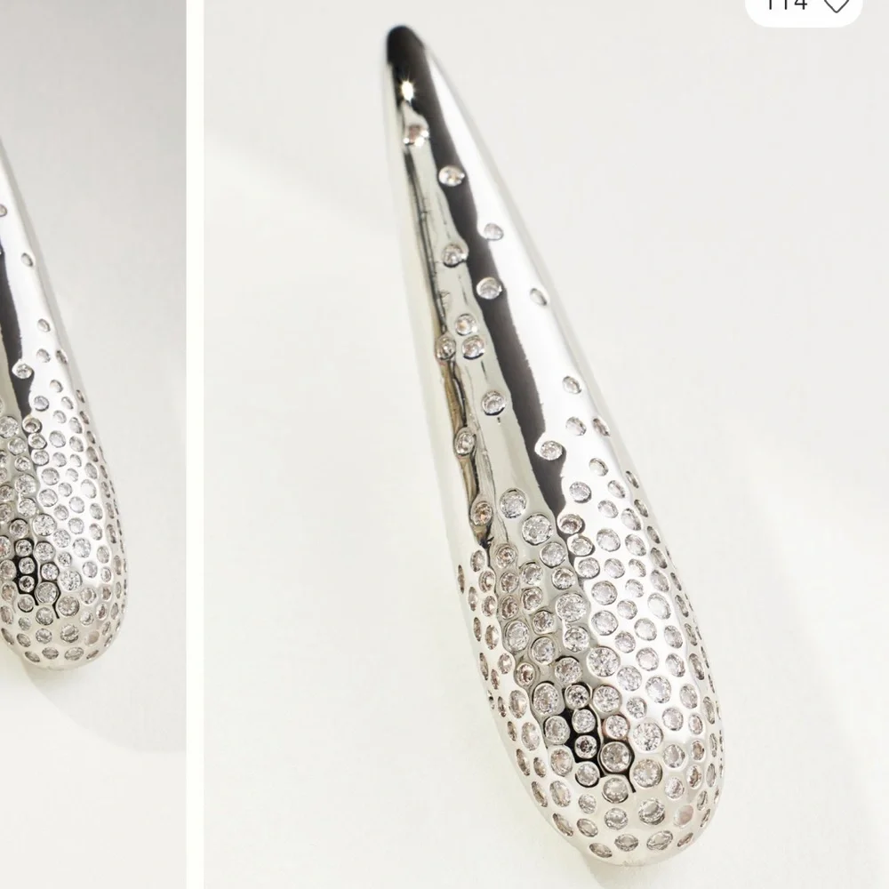 Anthropologie Pave Triangle Drop Earrings NWT Silver Neutral